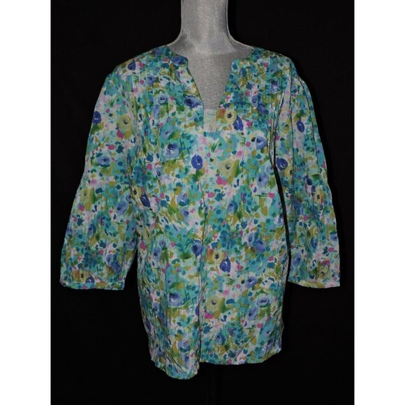 Soft By Avenue Peasant Blouse Shirt Spring Boho Floral Top Spring size 2X 22 24 - Picture 1 of 7